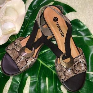 New Remonte Snakeskin Leather Sandals